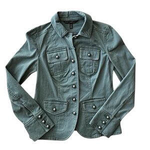 WHBM Slate Blue Jacket Coat with silver trim 00 xxs